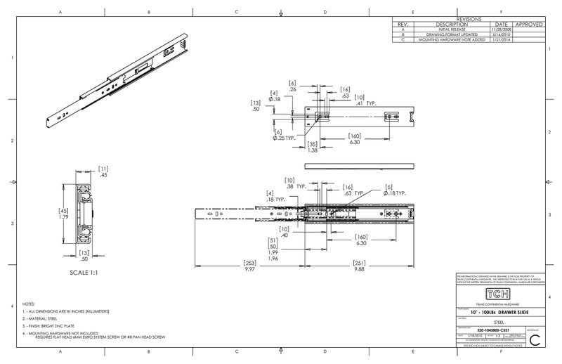 TCH Hardware 10" Inch 100 LB Steel Full Extension Ball Bearing Drawer Slides - Kitchen Cabinet Desk Draw - Image 2